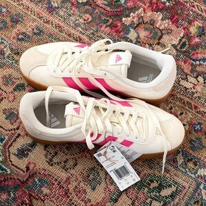 Adidas Women's Cream and Pink Sneakers